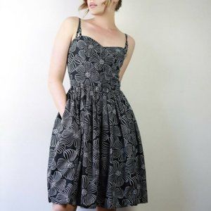 CUE Black Cold Shoulder Ruffle Sleeve Zip Front Mini Dress